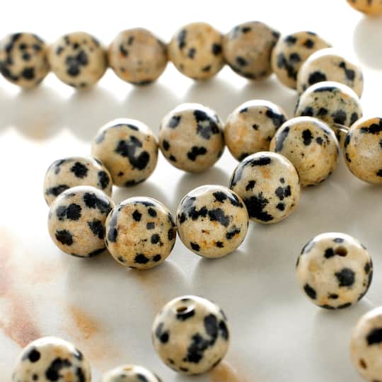12 Pack: Dalmatian Jasper Round Beads, 8mm by Bead Landing™